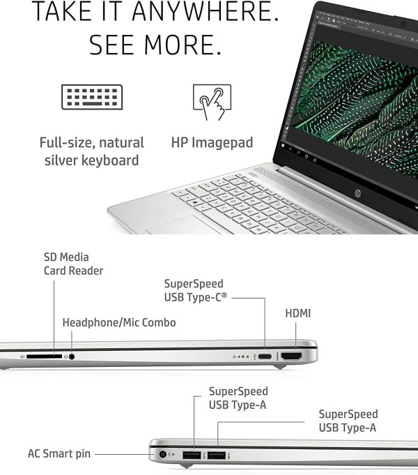 ⁦HP 15.6 FHD IPS Flagship Laptop Computer, 11th Gen Intel 4-Core i5-1135G7(Up to 4.2GHz, Beat i7-1060G7), 32GB RAM, 1TB PCIe SSD, Iris Xe Graphics, Bluetooth, HDMI, WiFi, Win11,w/GM Accessories⁩ - الصورة ⁦3⁩
