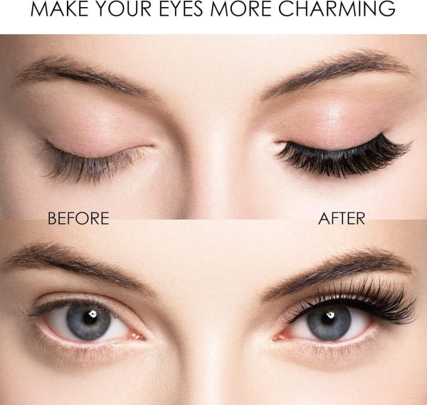⁦ALMEKAQUZ Magnetic Eyelashes Without Eyeliner, 6 Pairs of 2-Layer Reusable Magnetic Eyelashes, Natural Looking, No Glue 3D False Eyelash Set with Applicator Tweezers, Magnetic False Eyelashes⁩ - الصورة ⁦6⁩