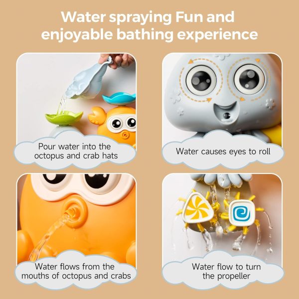 ⁦OR OR TU Baby Bath Toys for 1 2 3 4+ Year Olds, Toddler Kids Bath Toy with Suction Cups Slide Track Bathtub Toy, Watermill Rotating Water Toys Baby Bath Shower Swimming Toys⁩ - الصورة ⁦4⁩