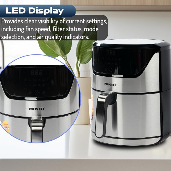 ⁦Nikai 6 Liter Digital Air Fryer, 1800 Watts, Auto Cut Off, Non-Stick Coating Pan, 60 min. timer, Detachable Frying Basket - NAF688DS⁩ - الصورة ⁦8⁩