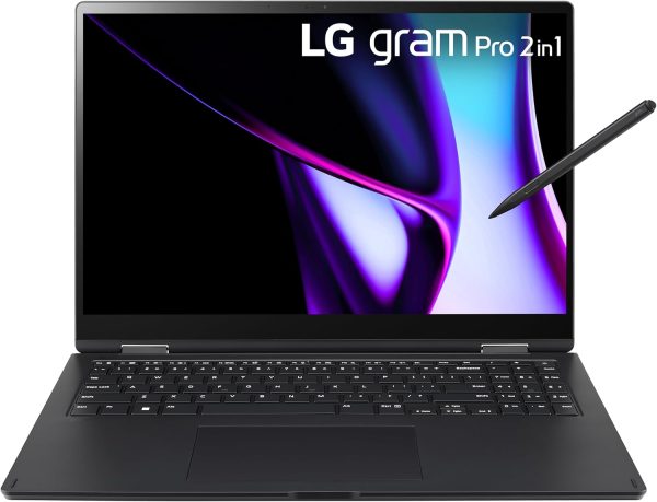 ⁦LG gram Pro 2 in1 16-Inch Lightweight and Versatile Laptop Intel Evo Edition - Intel Core Ultra 7 16GB RAM 1TB SSD - Black⁩ - الصورة ⁦2⁩