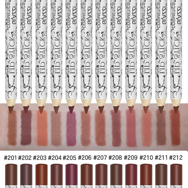 ⁦KASTWAVE Lip Liner Pencil Set,12 Color Matt Smooth Waterproof lip pencil set lip pencil set, Natural Long Lasting Makeup Lip Liners⁩ - الصورة ⁦6⁩