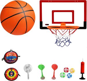 Adjustable Kids Basketball Hoop Stand Toy Set | Basketball Board for Door Wall Mounted and Room | Indoor & Outdoor Basketball Goal with Ball & Pump for Boys & Girls
