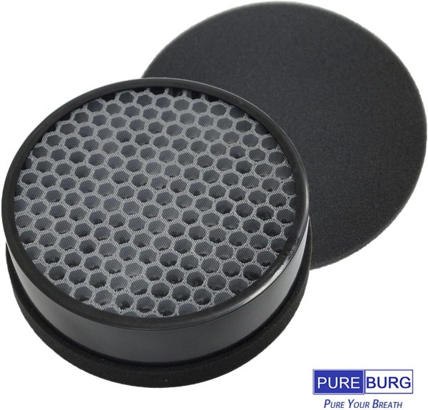 ⁦PUREBURG Replacement Filter Compatible with GENIANI G-2000-FL & TCL CISNO iHome KJ65F-A1 KJ65F-A2 Air Purifiers,2-Pack H13 HEPA Activated Carbon Pre-Filters Air Clean⁩ - الصورة ⁦4⁩