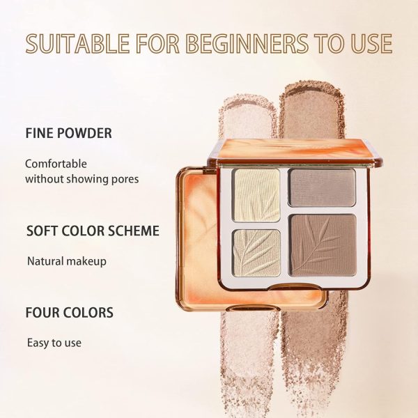 ⁦Excefore 4 Colours Contour Palette with Brush, Pressed Fine Powder Contouring Palette, Blendable, Buildable Makeup, Long Lasting Lightweight Makeup Kit (Light Shadow)⁩ - الصورة ⁦2⁩