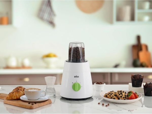 ⁦Braun Blender 3 in 1, 500W, 1.75L, Glass Jug, 2 Speeds, Pulse Function, Multi Mill, Grinder Mill, JB0153WH, White⁩ - الصورة ⁦9⁩