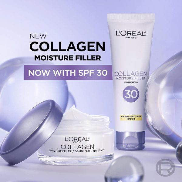 ⁦L'Oreal Paris Collagen Moisture Filler Face Cream with Broad Spectrum SPF 30, Anti-Aging Face Moisturizer and Daily Sunscreen For Face, Includes Face Serum Sample⁩ - الصورة ⁦6⁩