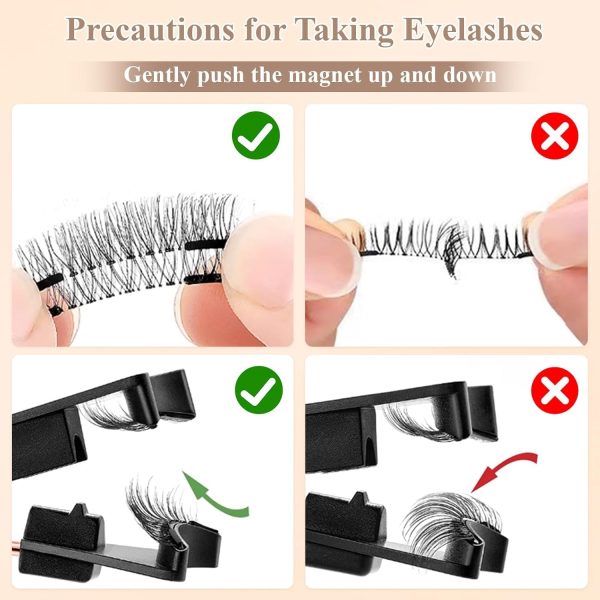 ⁦ALMEKAQUZ Magnetic Eyelashes Without Eyeliner, 6 Pairs of 2-Layer Reusable Magnetic Eyelashes, Natural Looking, No Glue 3D False Eyelash Set with Applicator Tweezers, Magnetic False Eyelashes⁩ - الصورة ⁦3⁩