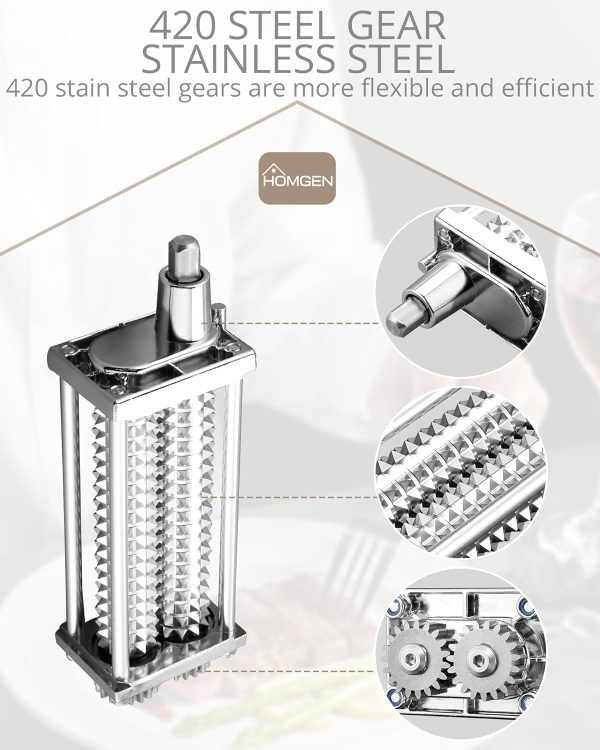 ⁦HOMGEN Professional Meat Tenderizer for KitchenAid Stand Mixer Stainless Steel Gears Meat Tenderizer Attachment for All Models KitchenAid with Sturdy Cover for Beef Pork etc⁩ - الصورة ⁦2⁩