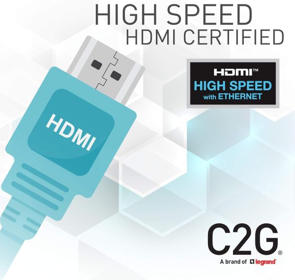 ⁦C2G كيبل HDMI عالي السرعة مع ايثرنت - 4K 60Hz HDMI 2.0 مطلي بالذهب، اسود، 6 قدم (1.8 متر) 56783⁩ - الصورة ⁦5⁩