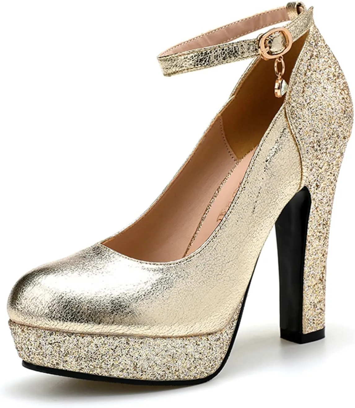 ZZZXCDS High Heels High Heels Pumps for Women Shoes Sexy Wedding Platform Slip On Pump Thick Heels Round Toe Spring Party Shoes