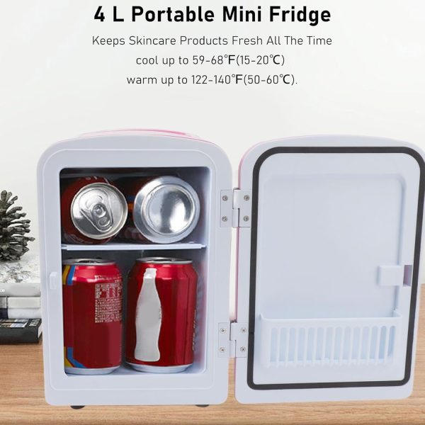 ⁦BROLEO Mini Beauty Fridge, Cosmetic Makeup Mini Fridge AC100-240V DC12V ABS Plastic Cooling Warming 4L 36W for Office (UK Plug)⁩ - الصورة ⁦4⁩