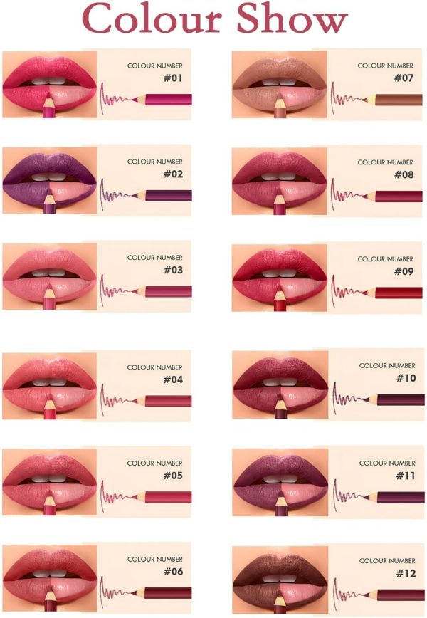 ⁦12 Piece Waterproof Liquid Lipstick Set, Long Lasting Matte Lipsticks, High Pigment Cream Lipsticks, Smooth Texture, Makeup Gift Box for Women, Includes 12Pcs Lip Liner Pencils, Assorted Colors⁩ - الصورة ⁦4⁩