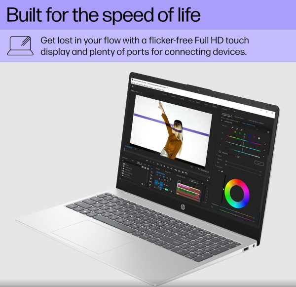⁦HP 15.6-inch Touchscreen Laptop, Intel Core 5 120U, FHD (1920 x 1200) Display, Wi-Fi 6, Webcam, Windows 11 Pro Copilot, w/Office 365 (16GB RAM | 1TB PCIe SSD)⁩ - الصورة ⁦3⁩