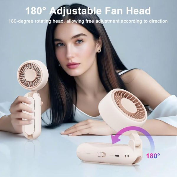 ⁦مروحة مظلة قابلة للطي من دوربيستر - مروحة صغيرة بمشبك، بطارية 2000mAh، 4 سرعات، راس قابل للتعديل 180 درجة، محمولة للمظلة/المحمولة/المكتب، مثالية للشاطئ والسفر والاماكن الخارجية - بينك⁩ - الصورة ⁦3⁩