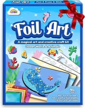 ZMLM Colorful Foil Arts Fun - No Mess Art Birthday Gifts Set - Christmas Crafts Supplies for 4+ Boys - Stocking Stuffers & Boys and Girls Toys for 4 5 6 7 8 9 10