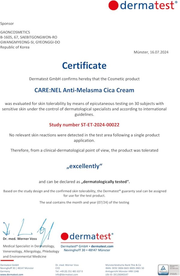 ⁦CARE:NEL Melasma Treatment for Face Cream - Dark Spot Remover Centella Asiatica - Korean Skin Care Beauty Products 40ml/1.35 fl.oz⁩ - الصورة ⁦4⁩