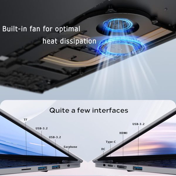 ⁦DUOQI Laptop 15.6 IPS 32GB RAM, 1024GB NVMe SSD, Intel Quad-Core14th Celeron CPU Laptop Computers with Windows11 Pro Support Face ID,2.4G/5G WiFi,BT5.1, USB3.2,HDMI,Type-C (32G+1T)⁩ - الصورة ⁦5⁩