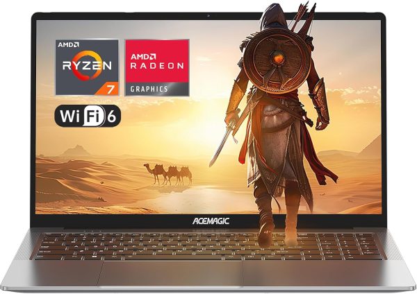 ACEMAGIC Laptop with Metal Case and Backlit Gaming Laptop AMD Ryzen 7 5700U (8C/16T, up to 4.3 GHz) for Gamer Notebook, 16.1 Inch FHD, 16GB DDR4.512GB M.2 SSD, WiFi 6, BT5. 2, HDMI (Grey)