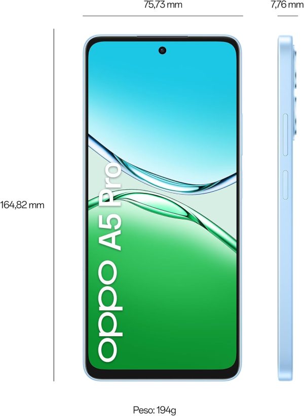 ⁦Oppo A5 Pro DUAL-SIM 256GB ROM + 8GB RAM (GSM Only | No CDMA) Factory Unlocked 5G Smartphone (Feather Blue) - International Version⁩ - الصورة ⁦7⁩
