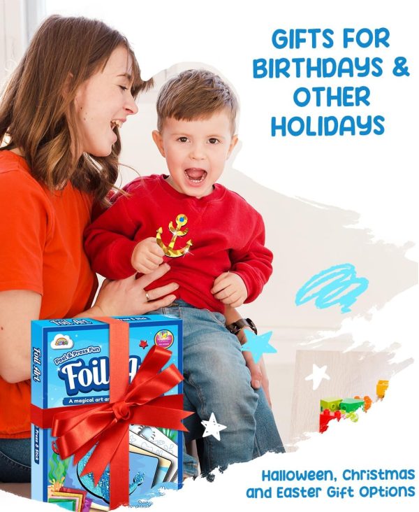 ⁦ZMLM Colorful Foil Arts Fun - No Mess Art Birthday Gifts Set - Christmas Crafts Supplies for 4+ Boys - Stocking Stuffers & Boys and Girls Toys for 4 5 6 7 8 9 10⁩ - الصورة ⁦5⁩