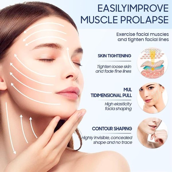 ⁦Bolivia's 40 PCS Face Lift Tape, Instant Face Lifting Tape with High Elasticity, Face Lifting Tape with Waterproof, Face Lift Tape Invisible for V-Shaped Face, Double Chin, Wrinkles Tighten Skin⁩ - الصورة ⁦2⁩