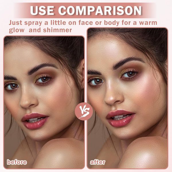 ⁦هايلايتر سائل للجسم - مكياج كونتور جليتر للوجه والجسم، لوشن مضيء يدوم طويلا، زيت لامع متعدد الاستخدامات - ذهبي وردي⁩ - الصورة ⁦3⁩