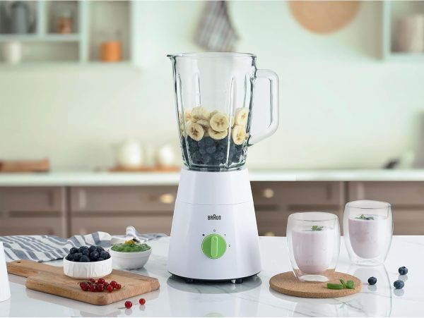 ⁦Braun Blender 3 in 1, 500W, 1.75L, Glass Jug, 2 Speeds, Pulse Function, Multi Mill, Grinder Mill, JB0153WH, White⁩ - الصورة ⁦8⁩