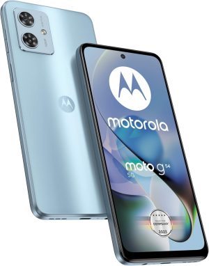 موتورولا جوال موتو G54 ثنائي شرائح الاتصال بذاكرة روم 256GB - RAM 8GB جي اس ام فقط بدون سي دي ايه هاتف ذكي 5G مفتوح من المصنع ازرق جليدي - اصدار عالمي