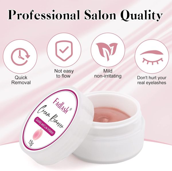 ⁦FADLASH Lash Extension Remover 15g Cream Eyelash Extension Remover Quickly and Low Irritation Lash Remover for Lash Extensions Sensitive Skin Eyelash Glue Remover for Salon Lash Glue Remover (Peach)⁩ - الصورة ⁦2⁩