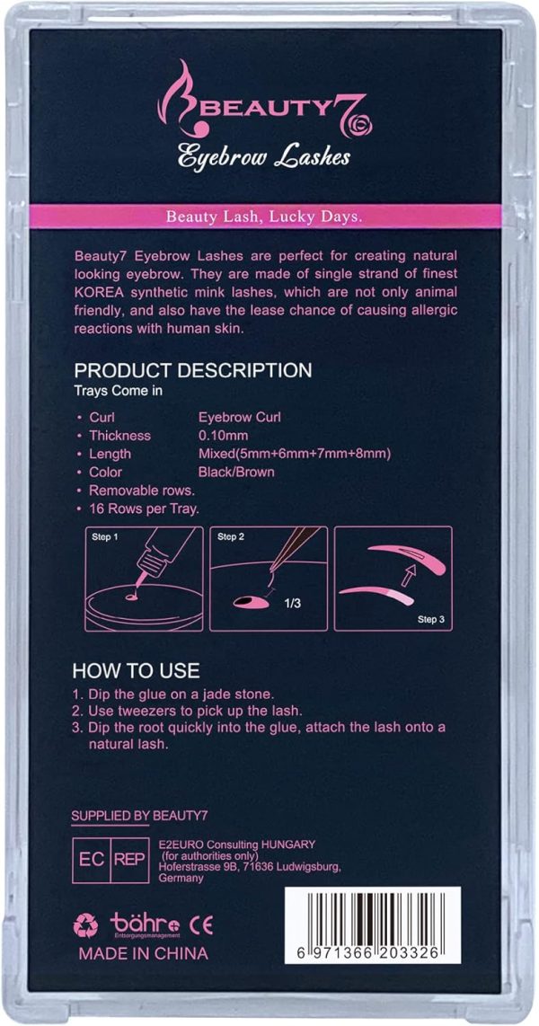 ⁦Beauty7 Individual Eyebrow Extensions 0.1mm Thickness Mixed Length 5mm-8mm Color Brown⁩ - الصورة ⁦4⁩