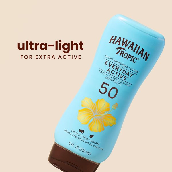 ⁦لوشن واقي من الشمس رياضي من Hawaiian Tropic Island ، خفيف للغاية ، حماية عالية الأداء ، SPF 50 ، 8 أونصة⁩ - الصورة ⁦2⁩