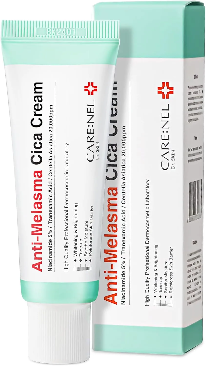 CARE:NEL Melasma Treatment for Face Cream - Dark Spot Remover Centella Asiatica - Korean Skin Care Beauty Products 40ml/1.35 fl.oz