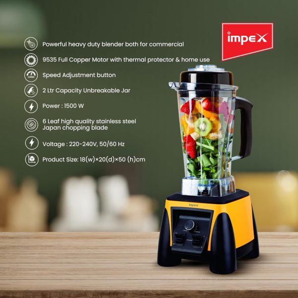 ⁦Impex Sb 1500 1500W Heavy Duty Super Blender With 2 Liter Jar⁩ - الصورة ⁦4⁩
