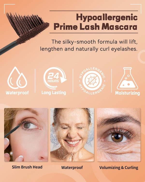 ⁦ماسكارا للنساء الأكبر سنا 60 بلس بنية لتكثيف وطولها الناضجات مع رموش رقيقة الرموش مقاومة للماء وتدوم طويلا مضادة للحساسية للعيون الحساسة من كاستويف⁩ - الصورة ⁦4⁩