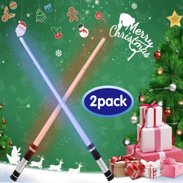 ⁦Beauenty 2PCS Flashing Lightsaber Laser Double Sword Light Saber Kpop Lightstick Cosplay Toys Sound And Seven Color Adjustment Can be Spliced For Boys Girls Gift (Style 1)⁩ - الصورة ⁦7⁩