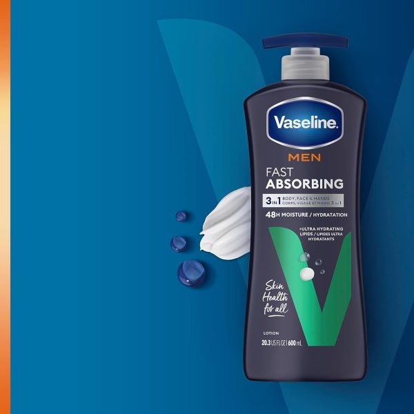 ⁦Unilever Vaseline, Men, Fast Absorbing Body & Face Lotion, 20.3 fl oz (600 ml)⁩ - الصورة ⁦13⁩