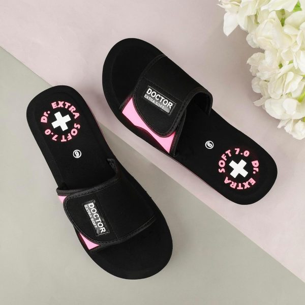 ⁦DOCTOR EXTRA SOFT Women's Care Orthopaedic and Diabetic Adjustable Strape Super Comfort Dr Sliders Flipflops and House Slippers for Women?s and Girl?s Slides D-52⁩ - الصورة ⁦3⁩