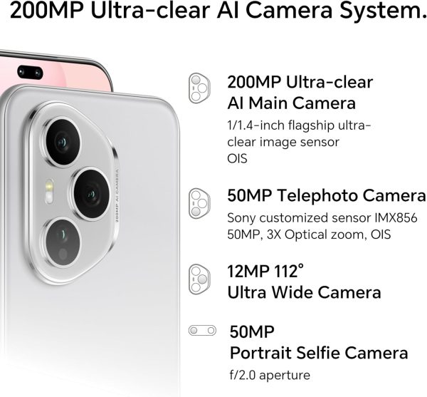⁦Honor 400 Pro DUAL-SIM 512GB ROM + 12GB RAM (GSM Only | No CDMA) Factory Unlocked 5G Smartphone (Lunar Grey) - International Version⁩ - الصورة ⁦5⁩