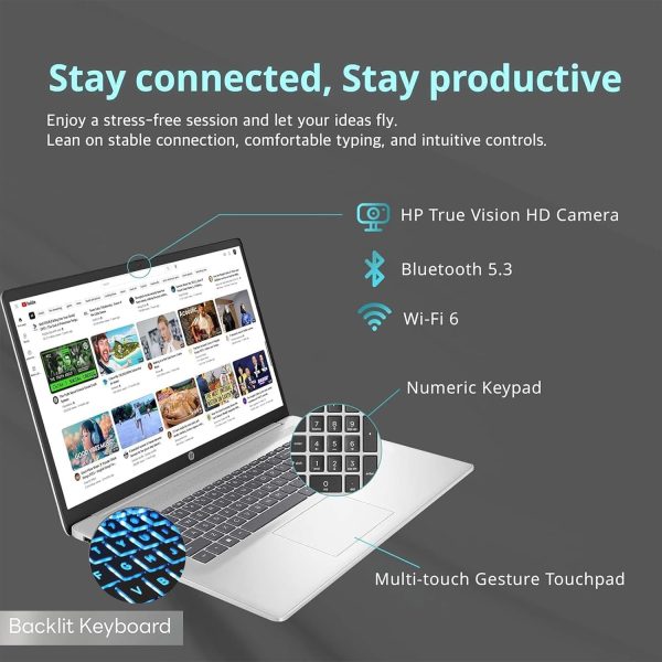 ⁦HP لابتوب بشاشة لمس 17 انش بالذكاء الاصطناعي 2024-10 كور انتل i7-150U بيت i7-1355U وكيبورد باضاءة خلفية وويندوز 11 واوفيس 365 لمدة عام وكلية العمل (32GB RAM و1TB PCIe SSD)⁩ - الصورة ⁦6⁩