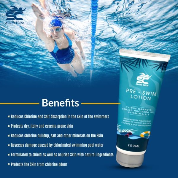 ⁦SWIMCARE Pre Swim Body Lotion 200ml - Apply Before Swimming - Protects Swimmers From Chlorine & Sea Water - Swimmers Waterproof Pool Cream⁩ - الصورة ⁦6⁩