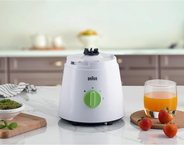 ⁦Braun Blender 3 in 1, 500W, 1.75L, Glass Jug, 2 Speeds, Pulse Function, Multi Mill, Grinder Mill, JB0153WH, White⁩ - الصورة ⁦6⁩