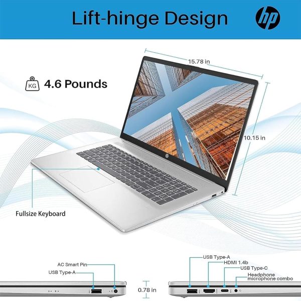 ⁦HP لابتوب بشاشة لمس 17 انش بالذكاء الاصطناعي 2024-10 كور انتل i7-150U بيت i7-1355U وكيبورد باضاءة خلفية وويندوز 11 واوفيس 365 لمدة عام وكلية العمل (32GB RAM و1TB PCIe SSD)⁩ - الصورة ⁦8⁩