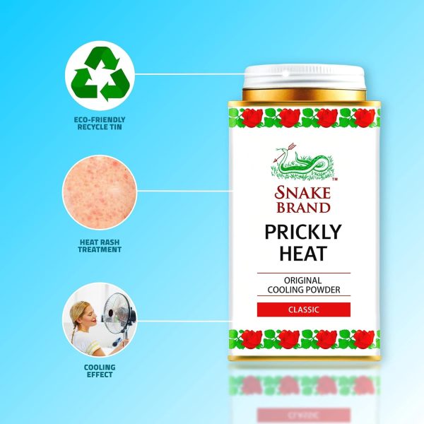 ⁦SNAKE BRAND Prickly Heat Cooling Body Powder 140g (Classic, Pack of 6)⁩ - الصورة ⁦2⁩