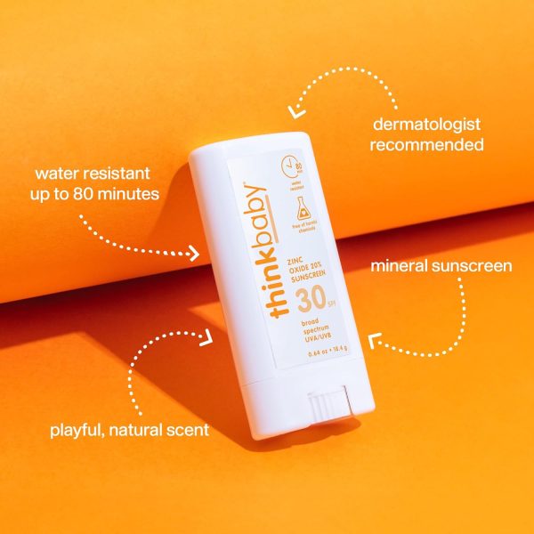 ⁦قلم واقي شمسي آمن بعامل وقاية من أشعة الشمس بدرجة 30 من ثينك بيبي، 50 SPF، 0.64 أونصة سائلة⁩ - الصورة ⁦2⁩