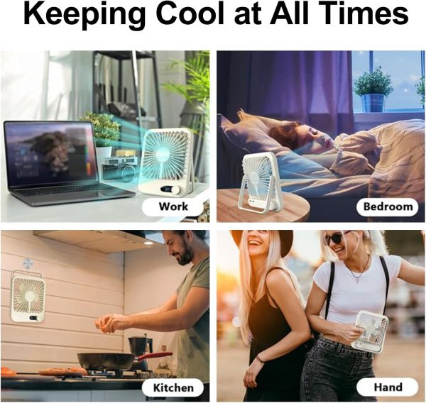 ⁦Trezalmyx USB Table Fan, Portable Fan, 180 Degree Tilt Adjustable, 100 Speed Wind Powerful with Variable Speed Knob, Ultra-Quiet, Rechargeable with Digital Display, Desk Fan for Bedroom & Travel⁩ - الصورة ⁦7⁩