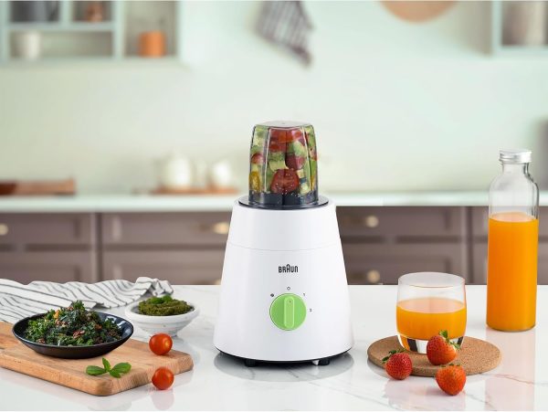 ⁦Braun Blender 3 in 1, 500W, 1.75L, Glass Jug, 2 Speeds, Pulse Function, Multi Mill, Grinder Mill, JB0153WH, White⁩ - الصورة ⁦7⁩