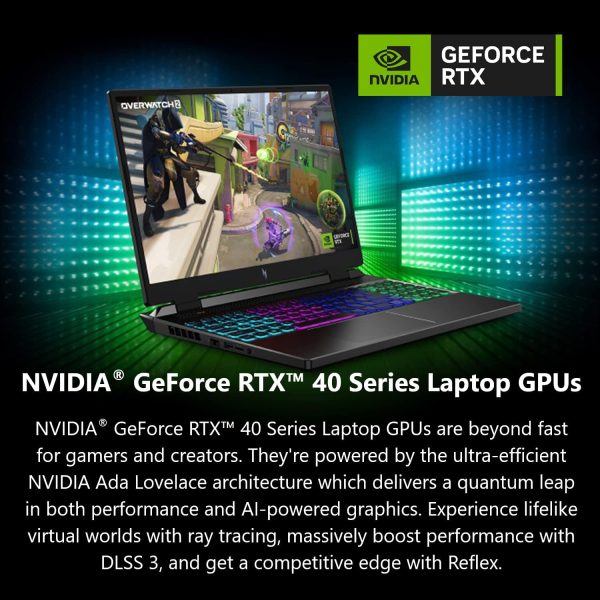 ⁦Acer Nitro 16 Gaming Laptop | AMD Ryzen 5 7640HS Hexa-Core CPU | NVIDIA GeForce RTX 4050 Laptop GPU | 16-Inch WUXGA 165Hz IPS Display | 8GB DDR5 | 512GB Gen 4 SSD | WiFi 6E | RGB⁩ - الصورة ⁦4⁩