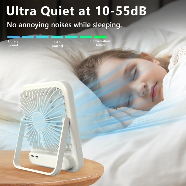 ⁦Trezalmyx USB Table Fan, Portable Fan, 180 Degree Tilt Adjustable, 100 Speed Wind Powerful with Variable Speed Knob, Ultra-Quiet, Rechargeable with Digital Display, Desk Fan for Bedroom & Travel⁩ - الصورة ⁦4⁩