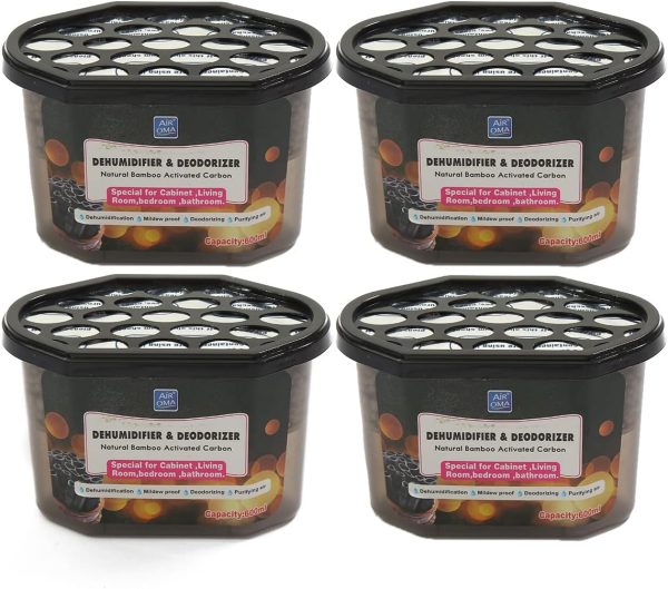 Moisture Absorbers 600ml (4 Pack), Dehumidifiers to Control Excess Moisture for Basements, Closets, Bathrooms, Laundry Rooms, Kitchen & Study, Boats, RVs Moisture Absorbers Odor Eliminator